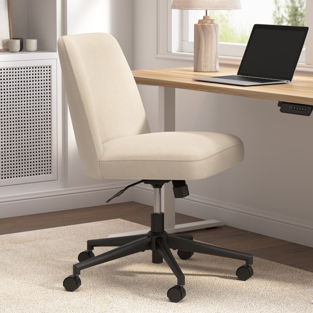 Bush Furniture Serenity Fabric Mid Back Armless Office Chair with Wheels, Soft Beige, Standard Deliver Service MPN:CH4101SBF-03