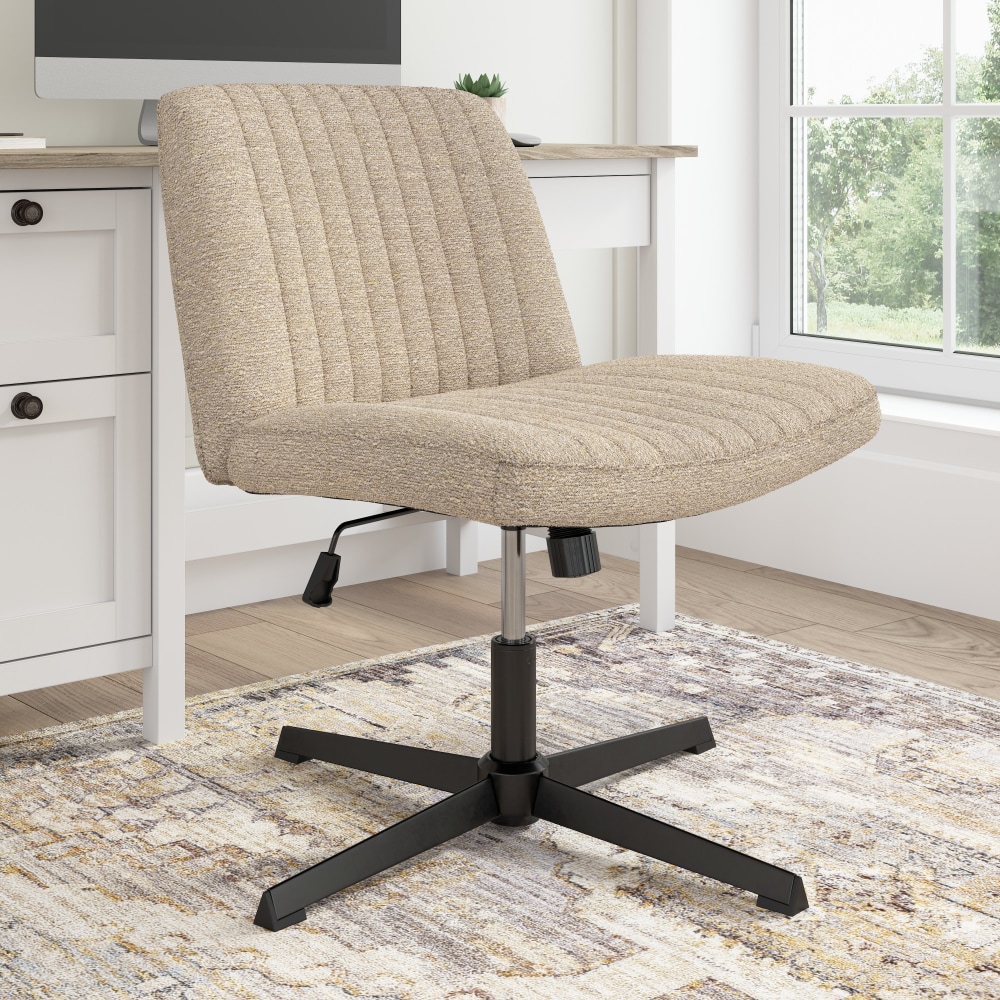 Bush Furniture Sutton Ergonomic Fabric Armless Mid Back Computer Chair Without Wheels, Cool Beige Fabric, Standard Delivery MPN:CH4201CBF-03