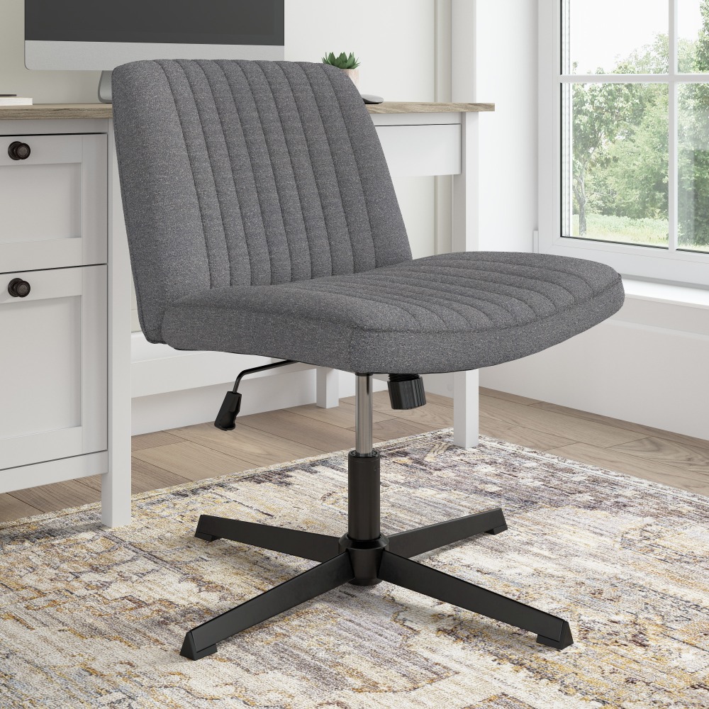 Bush Furniture Sutton Ergonomic Fabric Armless Mid Back Computer Chair Without Wheels, Dark Charcoal Fabric, Standard Delivery MPN:CH4201DCF-03
