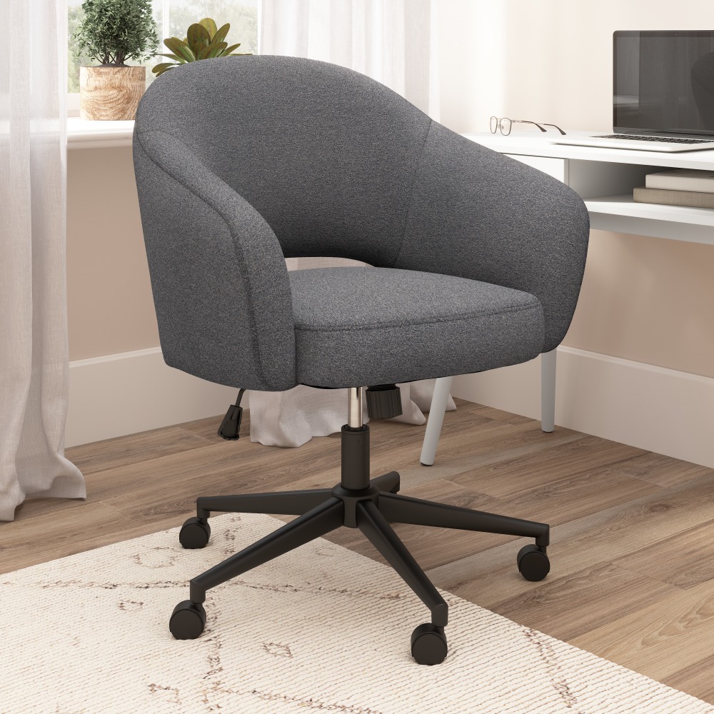 Bush Furniture Fairfax Ergonomic Fabric Mid Century Mid Back Modern Desk Chair for Home Office, Dark Charcoal Fabric, Standard Delivery MPN:CH4401DCF-03
