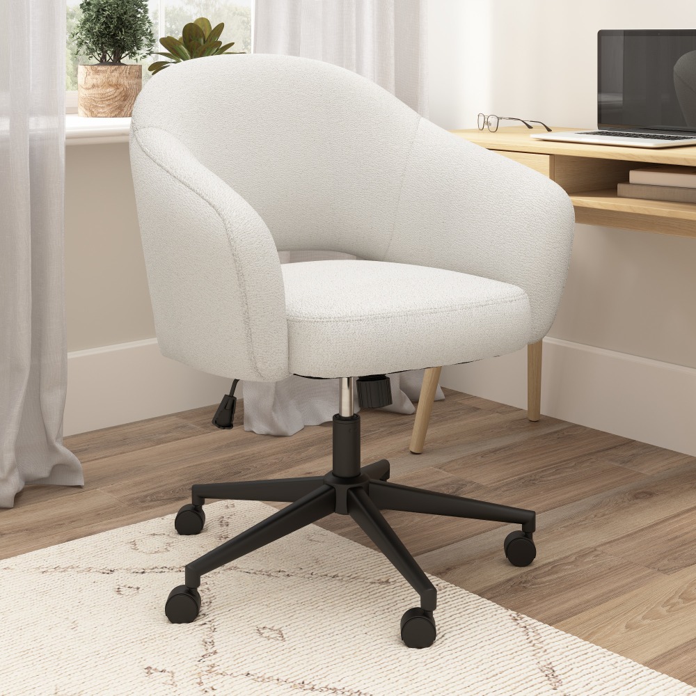 Bush Furniture Fairfax Ergonomic Fabric Mid Century Mid Back Modern Desk Chair for Home Office, Light Cream Fabric, Standard Delivery MPN:CH4401LCF-03