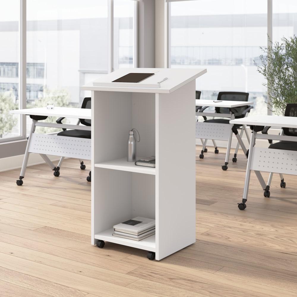 Bush Business Furniture Envision Stand Up Lectern, 29inW x 48inH, White, Standard Delivery MPN:NVD129WH