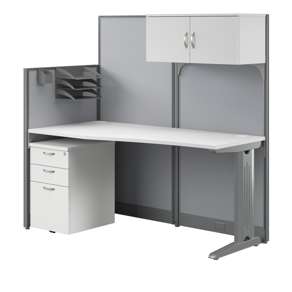 Bush Business Furniture Office in an Hour 65inW Straight Cubicle Desk With Storage, Drawers And Organizers, Pure White, Standard Delivery MPN:WC36192-03STGK