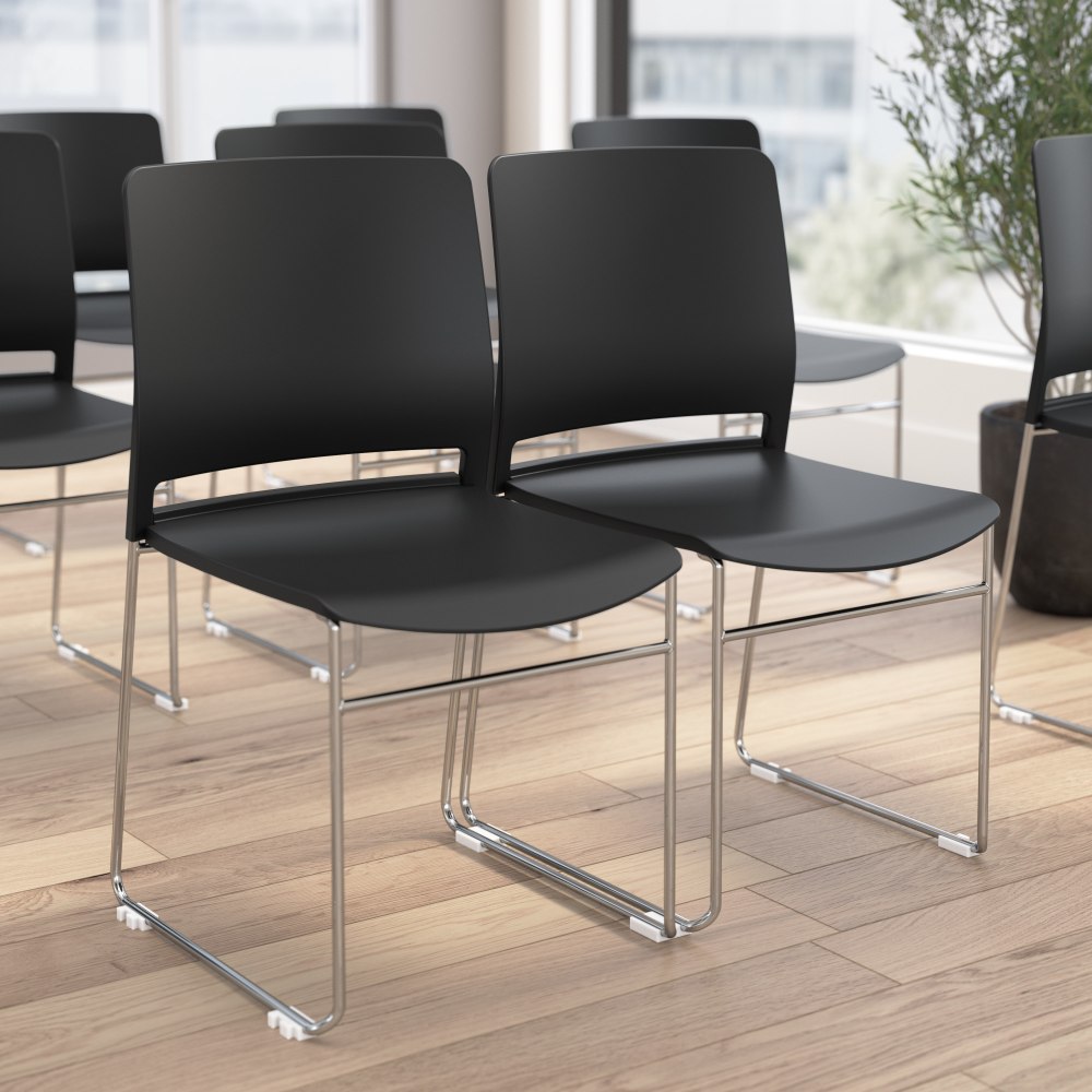 Bush Business Furniture Envision Plasstic Stackable Guest Chairs - Set of 2, Black, Standard Delivery MPN:CH4003BLP-03