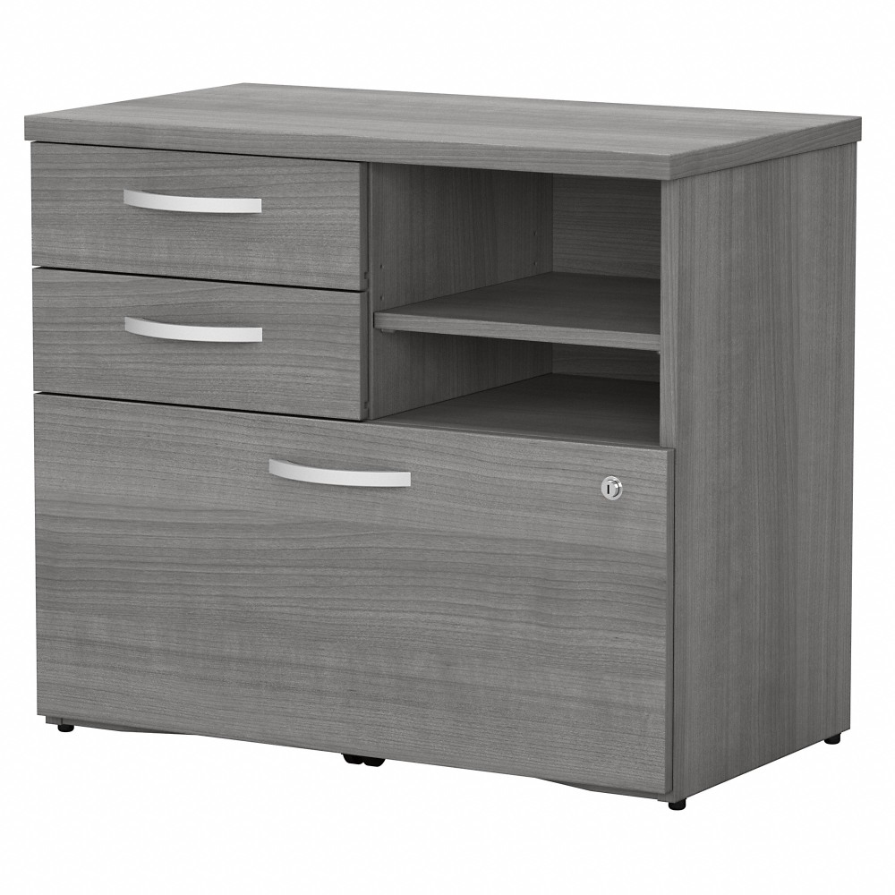 Bush Business Furniture Studio C 29-5/7inW x 17inD Lateral File Cabinet With Drawers and Shelves, Platinum Gray, Standard Delivery MPN:SCF130PGSU
