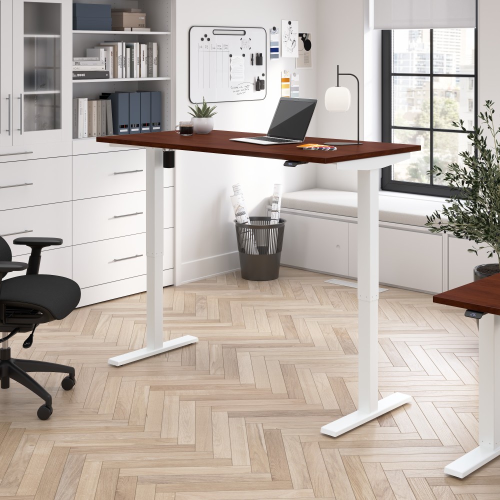 Bush Business Furniture Move 40 Series 60inW x 30inD Electric Height Adjustable Standing Desk, Hansen Cherry/White Powder Coat, Standard Delivery MPN:M4S6030HCWK
