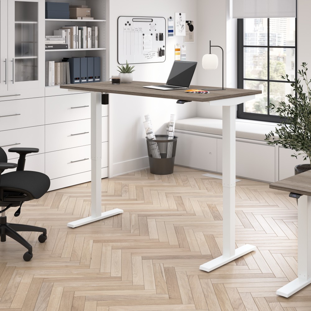 Bush Business Furniture Move 40 Series 60inW x 30inD Electric Height Adjustable Standing Desk, Modern Hickory/White Powder Coat, Standard Delivery MPN:M4S6030MHWK