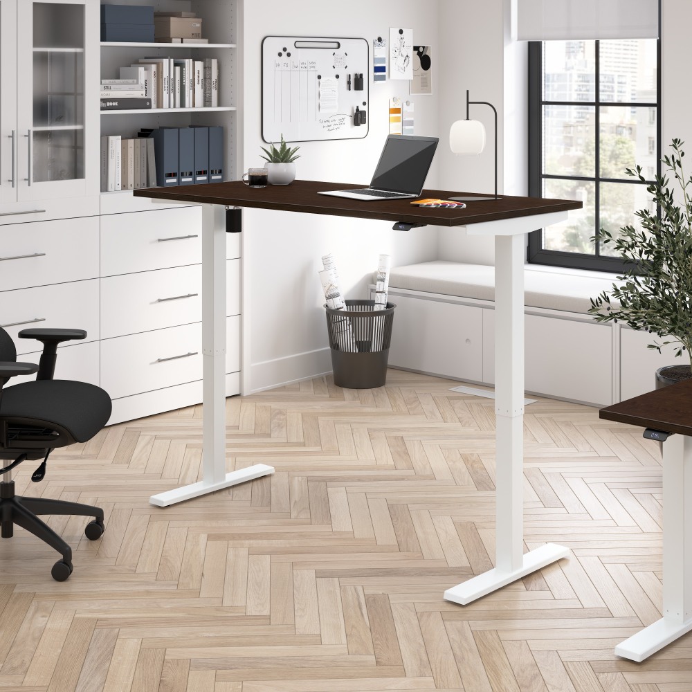Bush Business Furniture Move 40 Series 60inW x 30inD Electric Height Adjustable Standing Desk, Mocha Cherry/White Powder Coat, Standard Delivery MPN:M4S6030MRWK