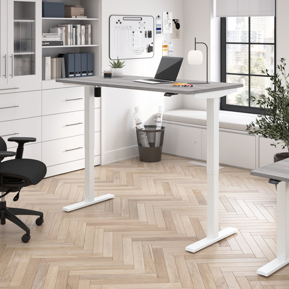 Bush Business Furniture Move 40 Series 60inW x 30inD Electric Height Adjustable Standing Desk, Platinum Gray/White Powder Coat, Standard Delivery MPN:M4S6030PGWK