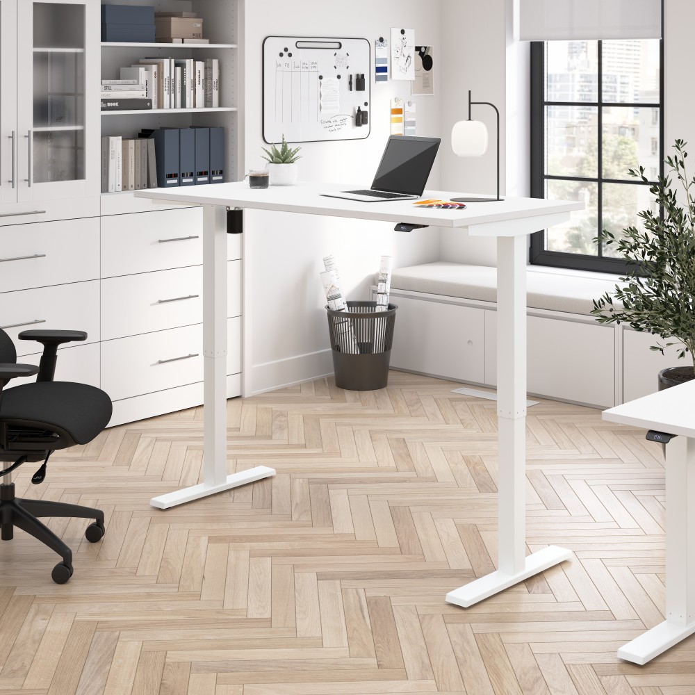 Bush Business Furniture Move 40 Series 60inW x 30inD Electric Height Adjustable Standing Desk, White/White Powder Coat, Standard Delivery MPN:M4S6030WHWK