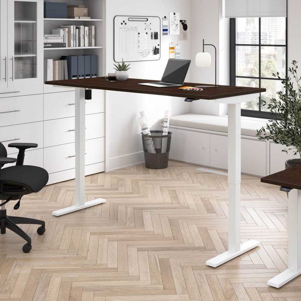 Bush Business Furniture Move 40 Series 72inW x 30inD Electric Height Adjustable Standing Desk, Mocha Cherry/White Powder Coat, Standard Delivery MPN:M4S7230MRWK
