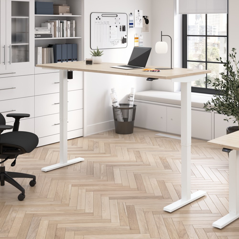 Bush Business Furniture Move 40 Series 72inW x 30inD Electric Height Adjustable Standing Desk, Natural Elm/White Powder Coat, Standard Delivery MPN:M4S7230NEWK