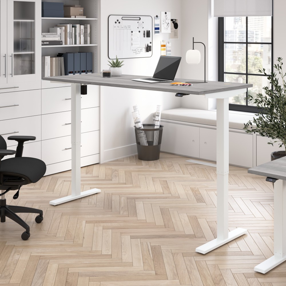 Bush Business Furniture Move 40 Series 72inW x 30inD Electric Height Adjustable Standing Desk, Platinum Gray/White Powder Coat, Standard Delivery MPN:M4S7230PGWK