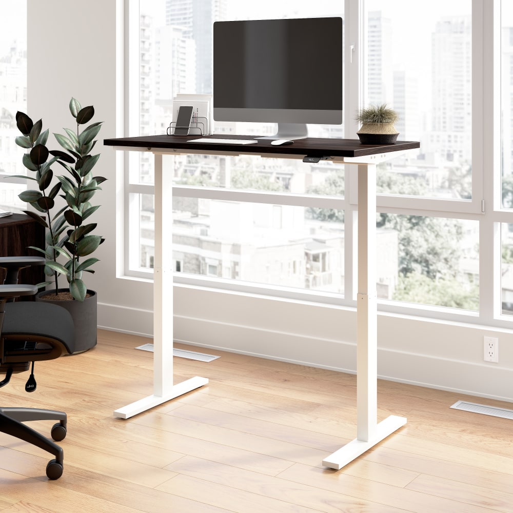 Bush Business Furniture Move 60 Series 48inW x 24inD Electric Height Adjustable Standing Desk, Black Walnut/White Powder Coat, Standard Delivery MPN:M6S4824BWWK