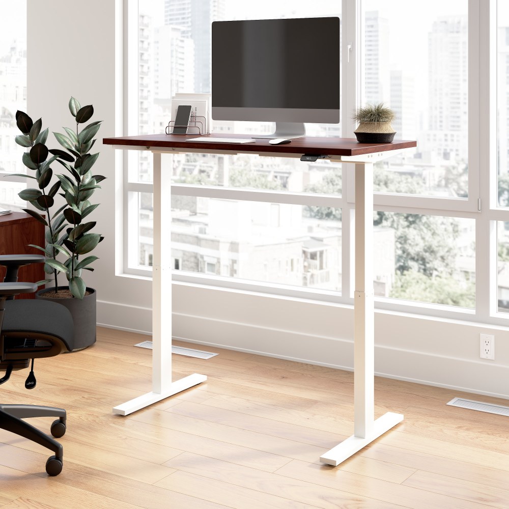 Bush Business Furniture Move 60 Series 48inW x 24inD Electric Height Adjustable Standing Desk, Hansen Cherry/White Powder Coat, Standard Delivery MPN:M6S4824HCWK