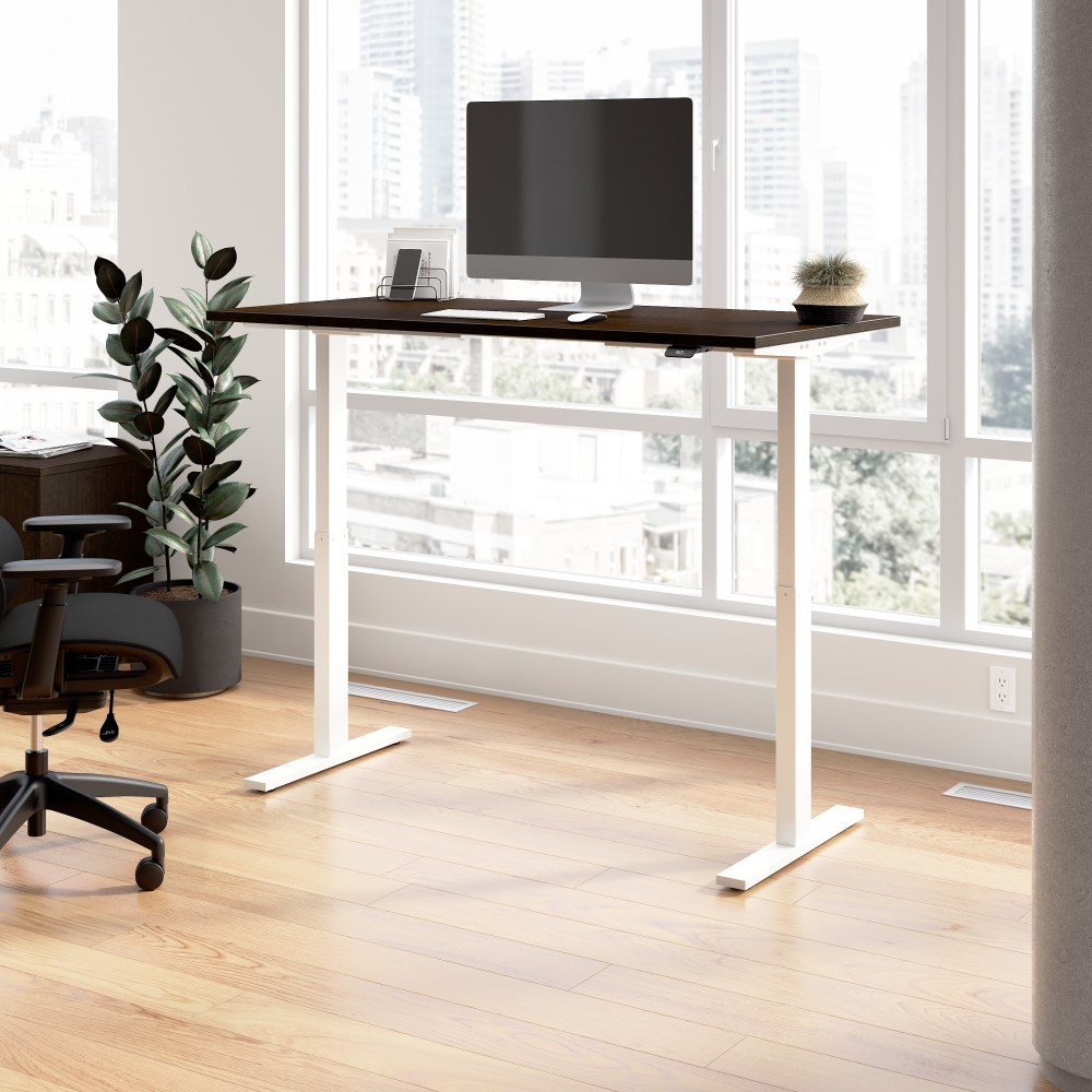 Bush Business Furniture Move 60 Series 60inW x 30inD Electric Height Adjustable Standing Desk, Mocha Cherry/White Powder Coat, Standard Delivery MPN:M6S6030MRWK