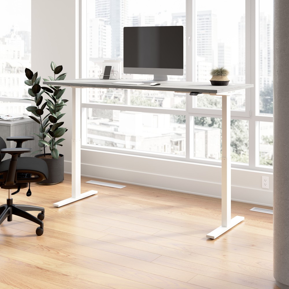 Bush Business Furniture Move 60 Series 72inW x 30inD Electric Height Adjustable Standing Desk, Platinum Gray/White Powder Coat, Standard Delivery MPN:M6S7230PGWK