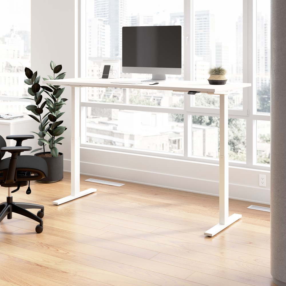 Bush Business Furniture Move 60 Series 72inW x 30inD Electric Height Adjustable Standing Desk, White/White Powder Coat, Standard Delivery MPN:M6S7230WHWK