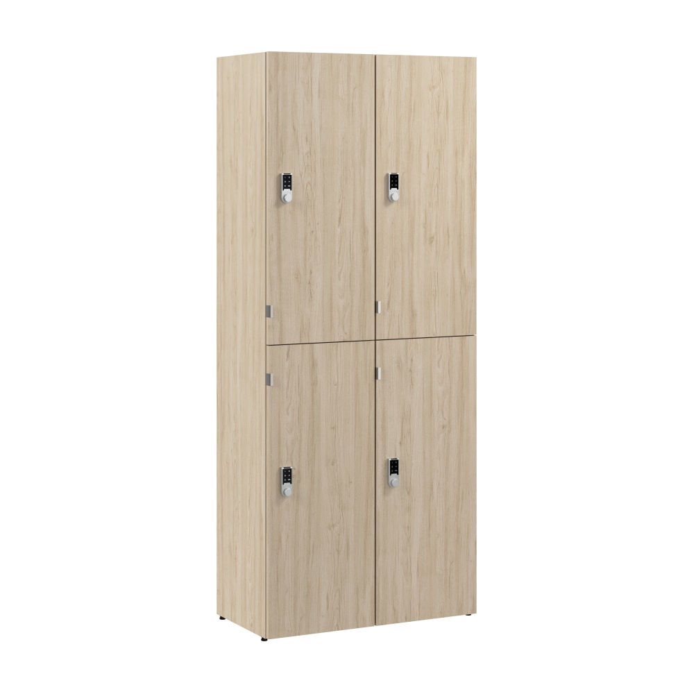 Bush Business Furniture Assure Two Tier 4 Door Storage Lockers with Keypad Locks, Natural Elm, Standard Delivery MPN:AUS130NEK