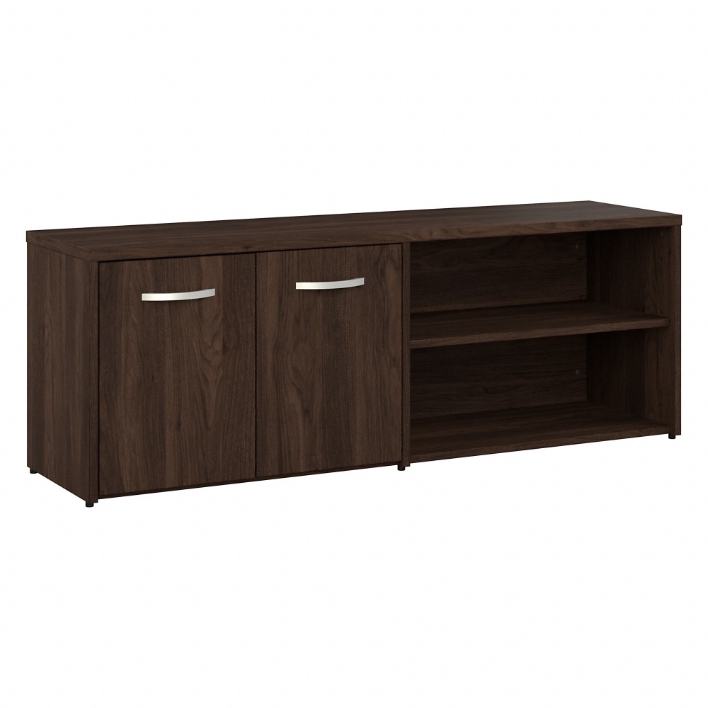 Bush Business Furniture Hybrid Low Storage Cabinet With Doors And Shelves, 21-1/4inH x 59-3/16inW x 15-3/4inD, Black Walnut, Standard Delivery MPN:HYS160BW-Z