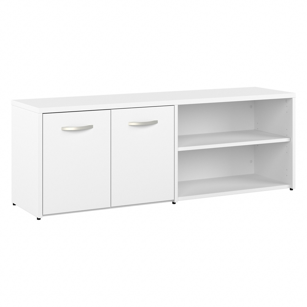Bush Business Furniture Hybrid Low Storage Cabinet With Doors And Shelves, 21-1/4inH x 59-3/16inW x 15-3/4inD, White, Standard Delivery MPN:HYS160WH-Z