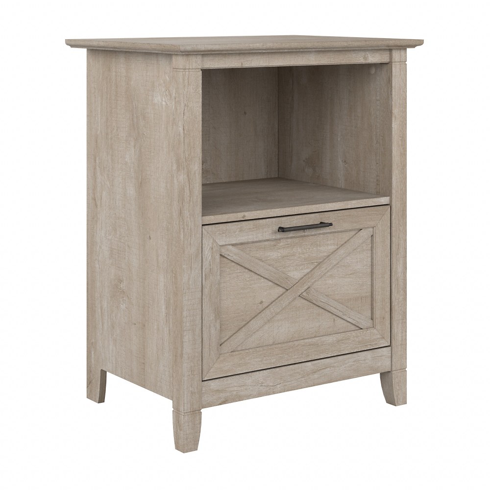 Bush Furniture Key West 24inW Lateral File Cabinet With Shelf, Washed Gray, Standard Delivery MPN:KWF124WG-03