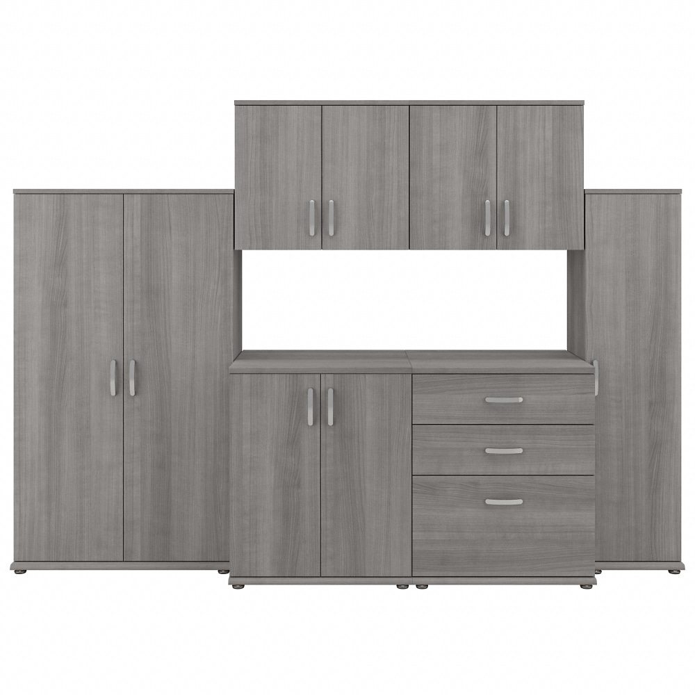 Bush Business Furniture Universal 108inW 6-Piece Modular Storage Set With Floor And Wall Cabinets, Platinum Gray, Standard Delivery MPN:UNS002PG