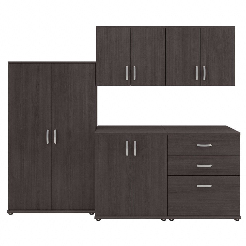 Bush Business Furniture Universal 92inW 5-Piece Modular Storage Set With Floor And Wall Cabinets, Storm Gray, Standard Delivery MPN:UNS003SG