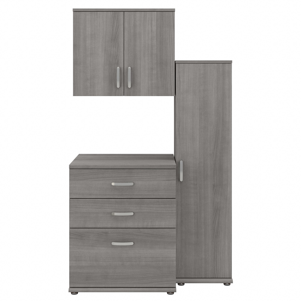 Bush Business Furniture Universal 44inW 3-Piece Modular Storage Set With Floor And Wall Cabinets, Platinum Gray, Standard Delivery MPN:UNS005PG