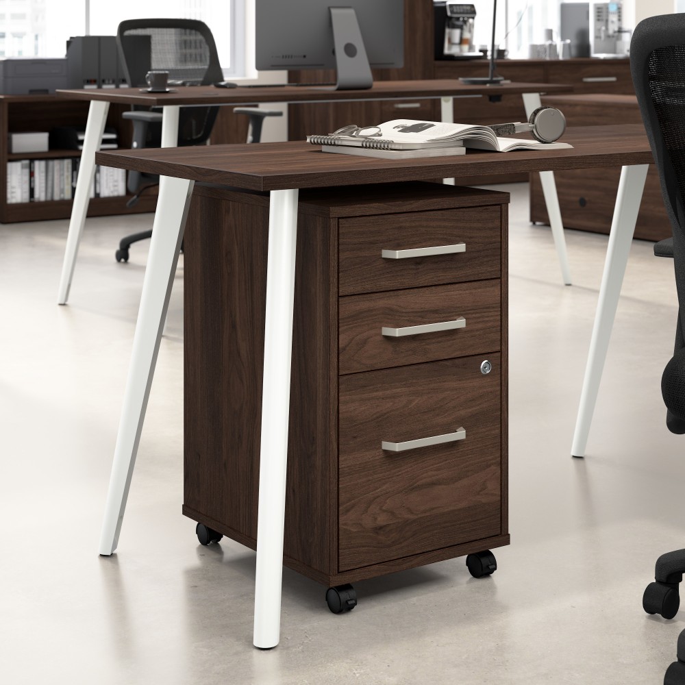 Bush Business Furniture Vista 16inW 3 Drawer Mobile File Cabinet, Black Walnut, Standard Delivery MPN:VSF116BWSU