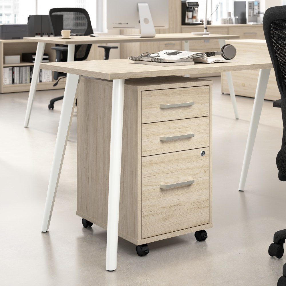 Bush Business Furniture Vista 16inW 3 Drawer Mobile File Cabinet, Natural Elm, Standard Delivery MPN:VSF116NESU