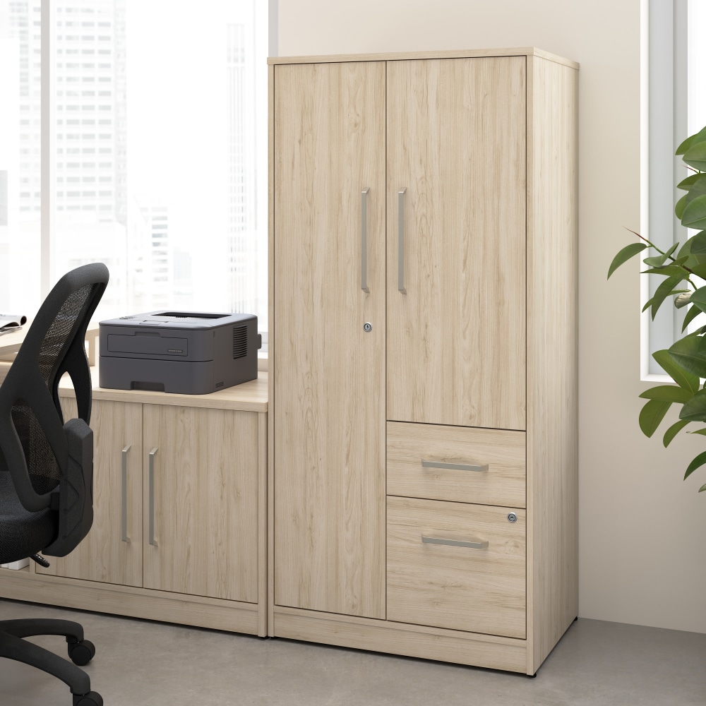 Bush Business Furniture Vista 29inW Wardrobe Cabinet with Drawers, Natural Elm, Standard Delivery MPN:VSS130NEK