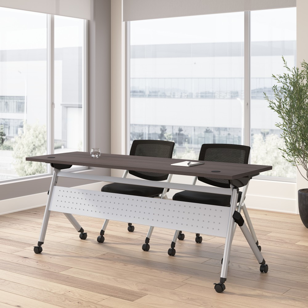 Bush Business Furniture Envision 72inW Folding Training Table and 2 Folding Chairs, Storm Gray/Cool Gray Metallic, Standard Delivery MPN:NVS004SG
