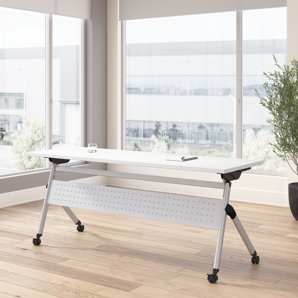 Bush Business Furniture Envision 72inW Folding Training Table, White/Cool Gray Metallic, Standard Delivery MPN:NVW172WHK