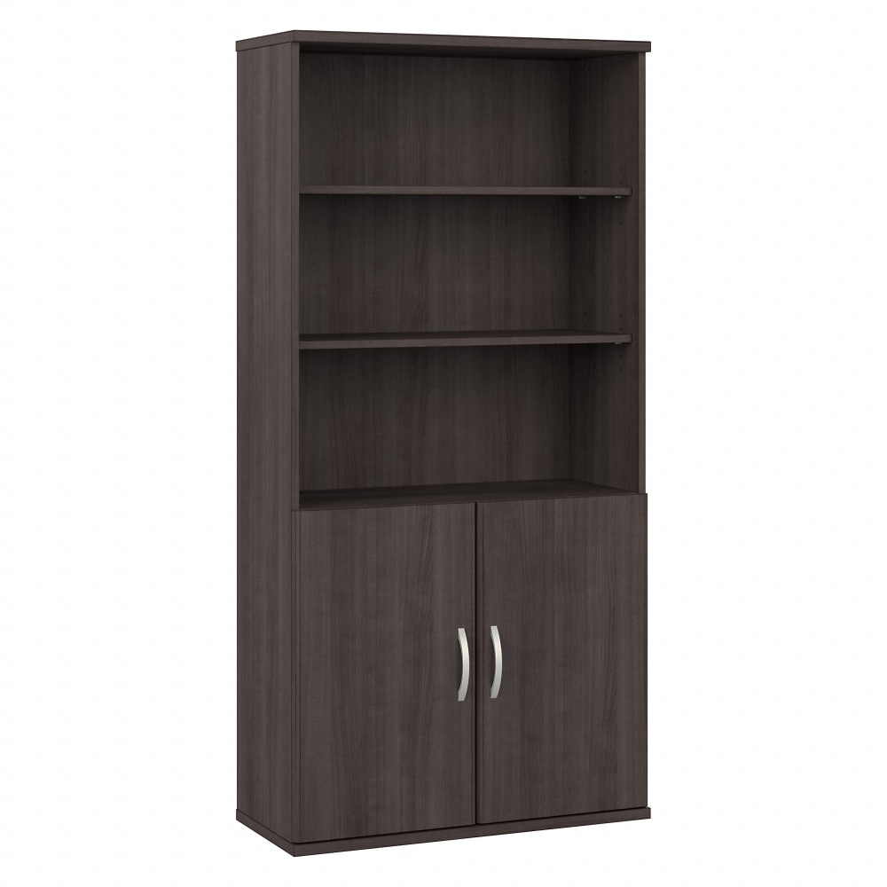Bush Business Furniture Hybrid 73inH 5-Shelf Bookcase With Doors, Storm Gray, Standard Delivery MPN:HYB024SG