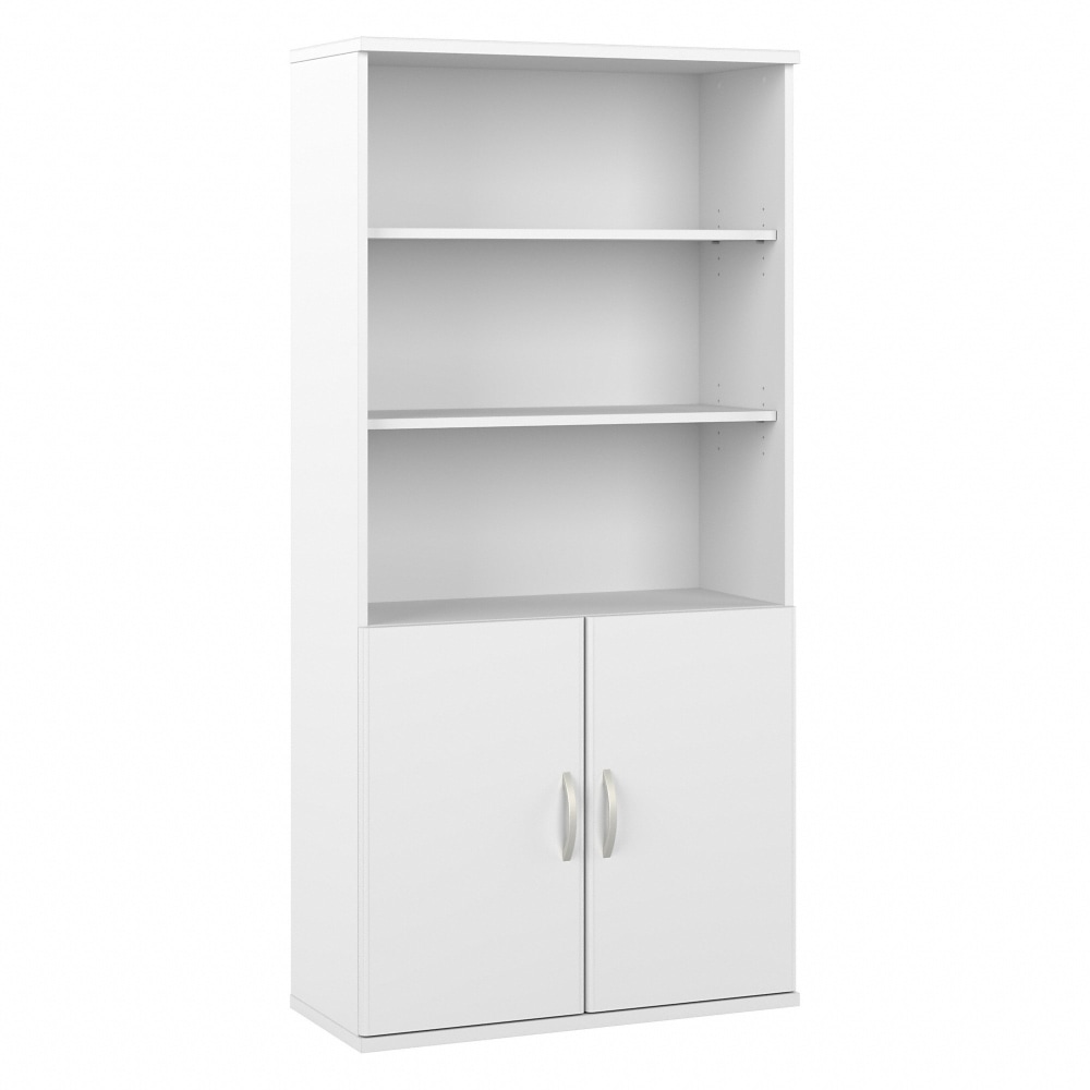 Bush Business Furniture Hybrid 73inH 5-Shelf Bookcase With Doors, White, Standard Delivery MPN:HYB024WH