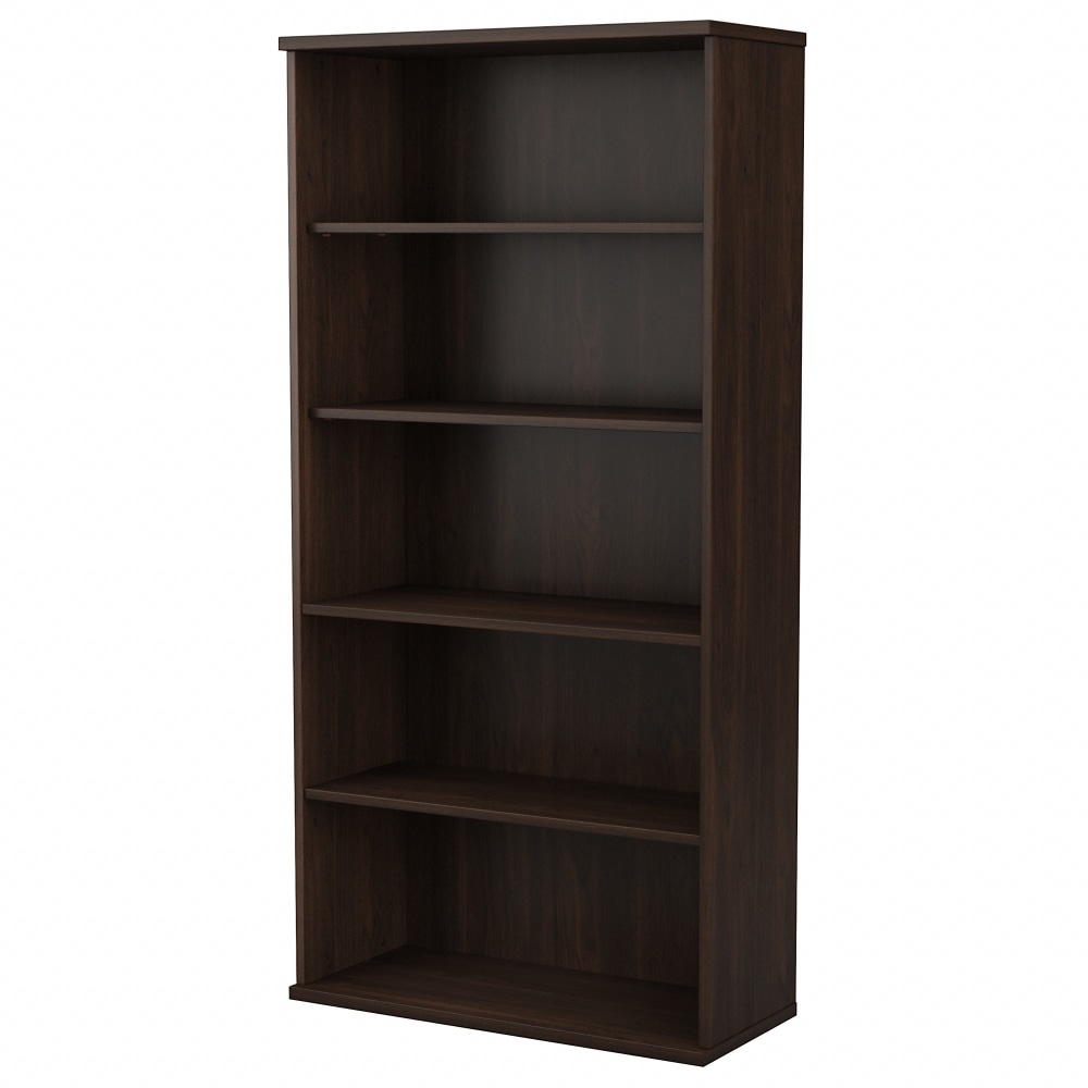 Bush Business Furniture Studio C 73inH 5-Shelf Bookcase, Black Walnut, Standard Delivery MPN:SCB136BW