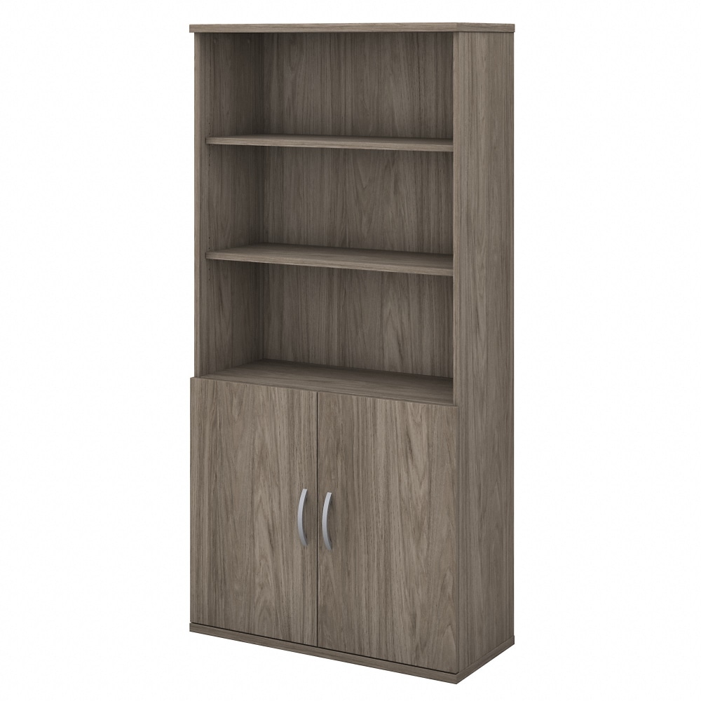 Bush Business Furniture Studio C 73inH 5-Shelf Bookcase With Doors, Modern Hickory, Standard Delivery MPN:STC015MH