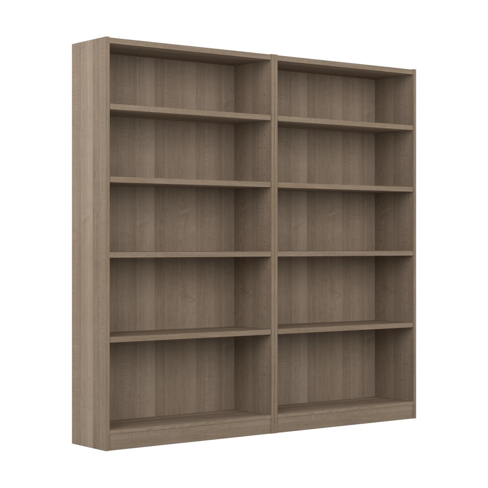 Bush Furniture Universal 72inH 5-Shelf Bookcases, Ash Gray, Set Of 2 Bookcases, Standard Delivery MPN:UB003AG