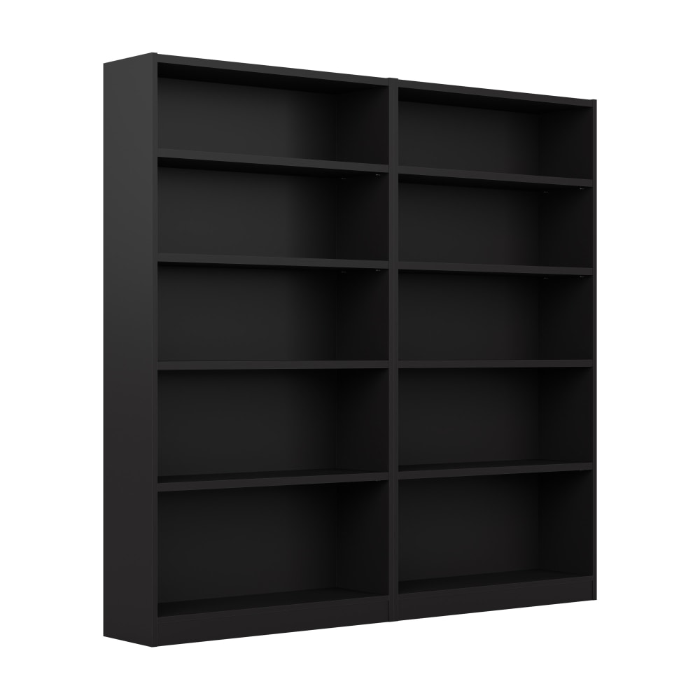 Bush Furniture Universal 72inH 5-Shelf Bookcases, Black, Set Of 2 Bookcases, Standard Delivery MPN:UB003BL
