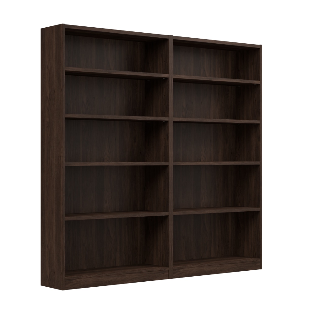 Bush Furniture Universal Tall 72inH 5 Shelf Bookcase - Set of 2, Black Walnut, Standard Delivery MPN:UB003BW