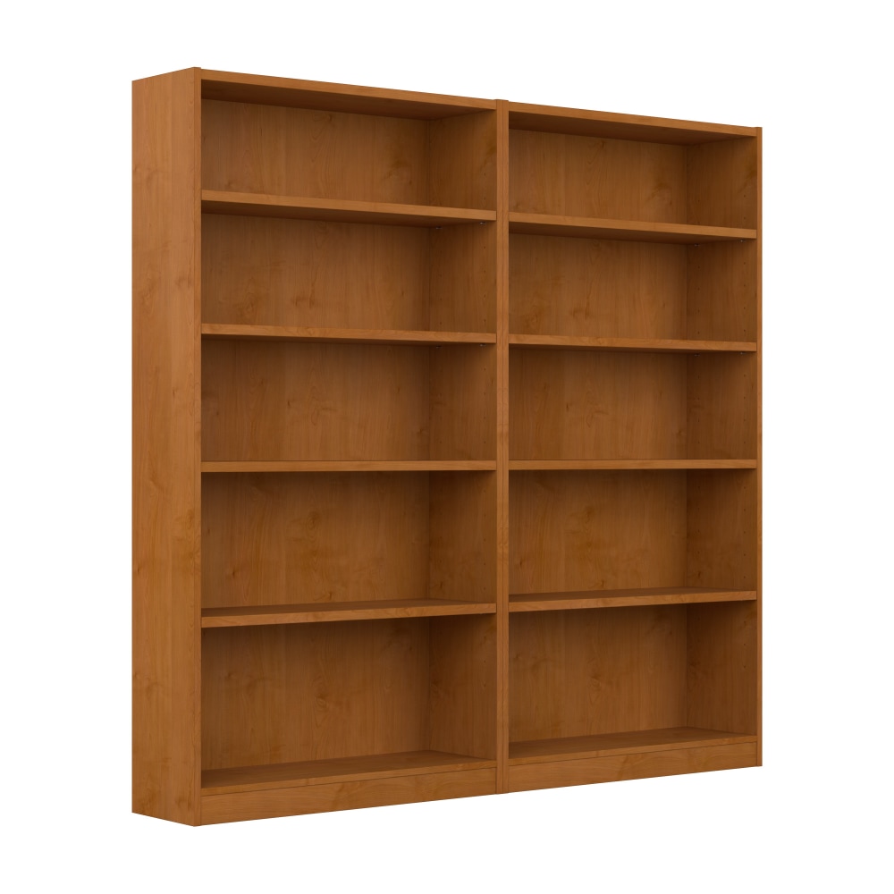 Bush Furniture Universal 72inH 5-Shelf Bookcases, Natural Cherry, Set Of 2 Bookcases, Standard Delivery MPN:UB003NC