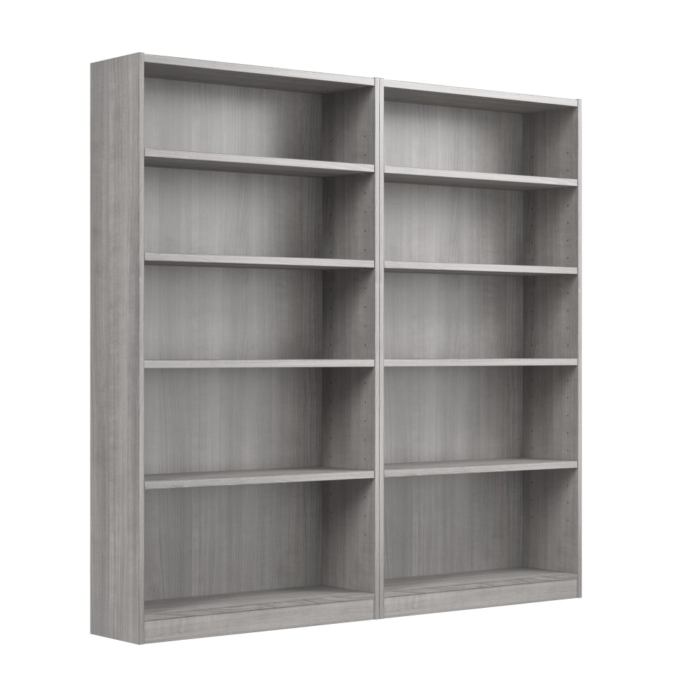 Bush Furniture 72inH Universal Tall 5 Shelf Bookcase - Set of 2, Platinum Gray, Standard Delivery MPN:UB003PG