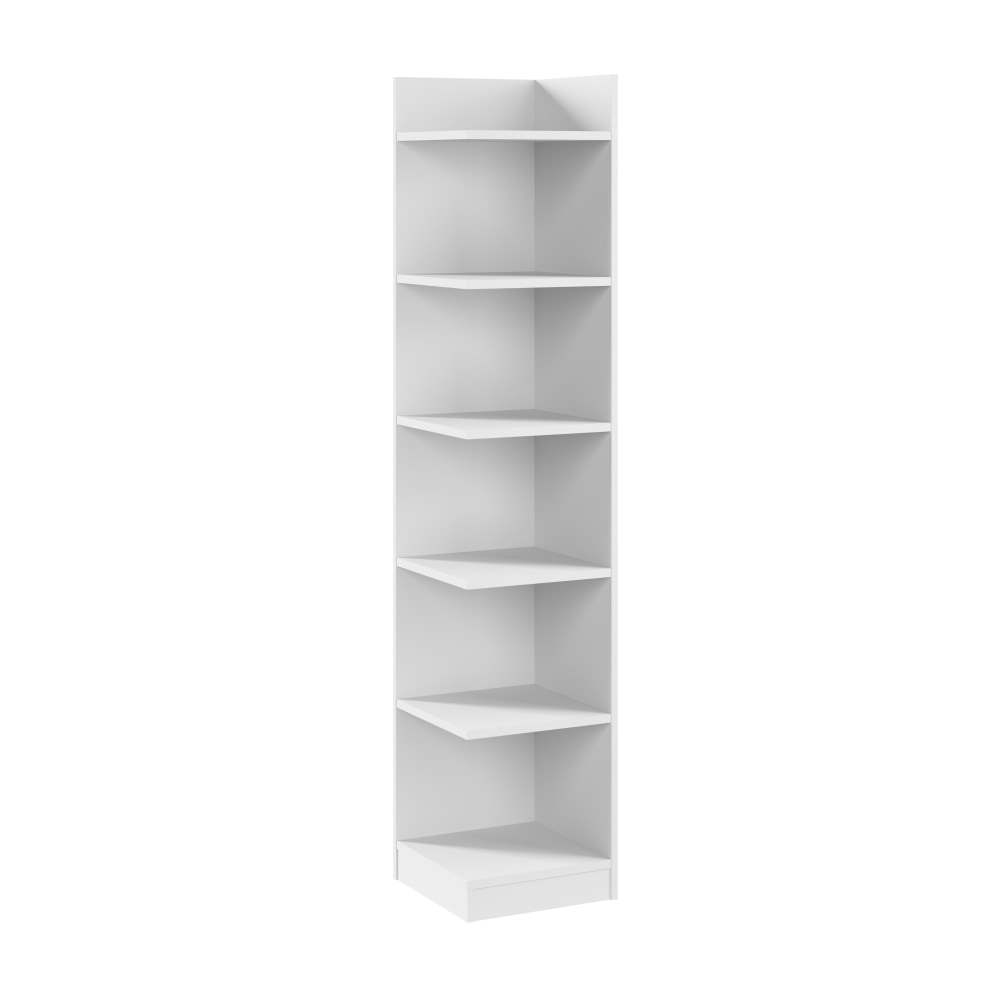 Bush Furniture Universal 71inH Tall 6 Shelf Corner Bookshelf, White, Standard Delivery MPN:UBB115WH