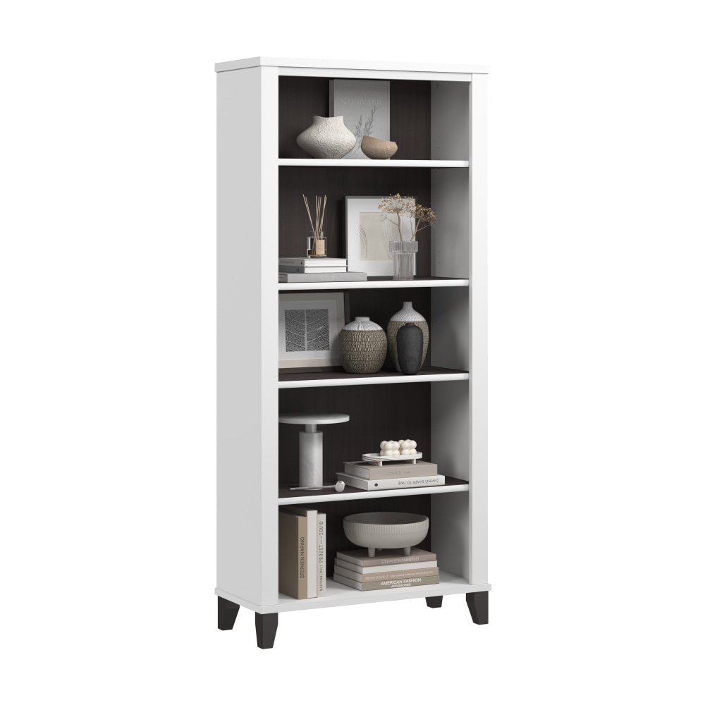 Bush Home Somerset Tall 5 Shelf Bookcase, Storm Gray/White, Standard Delivery MPN:WC81065
