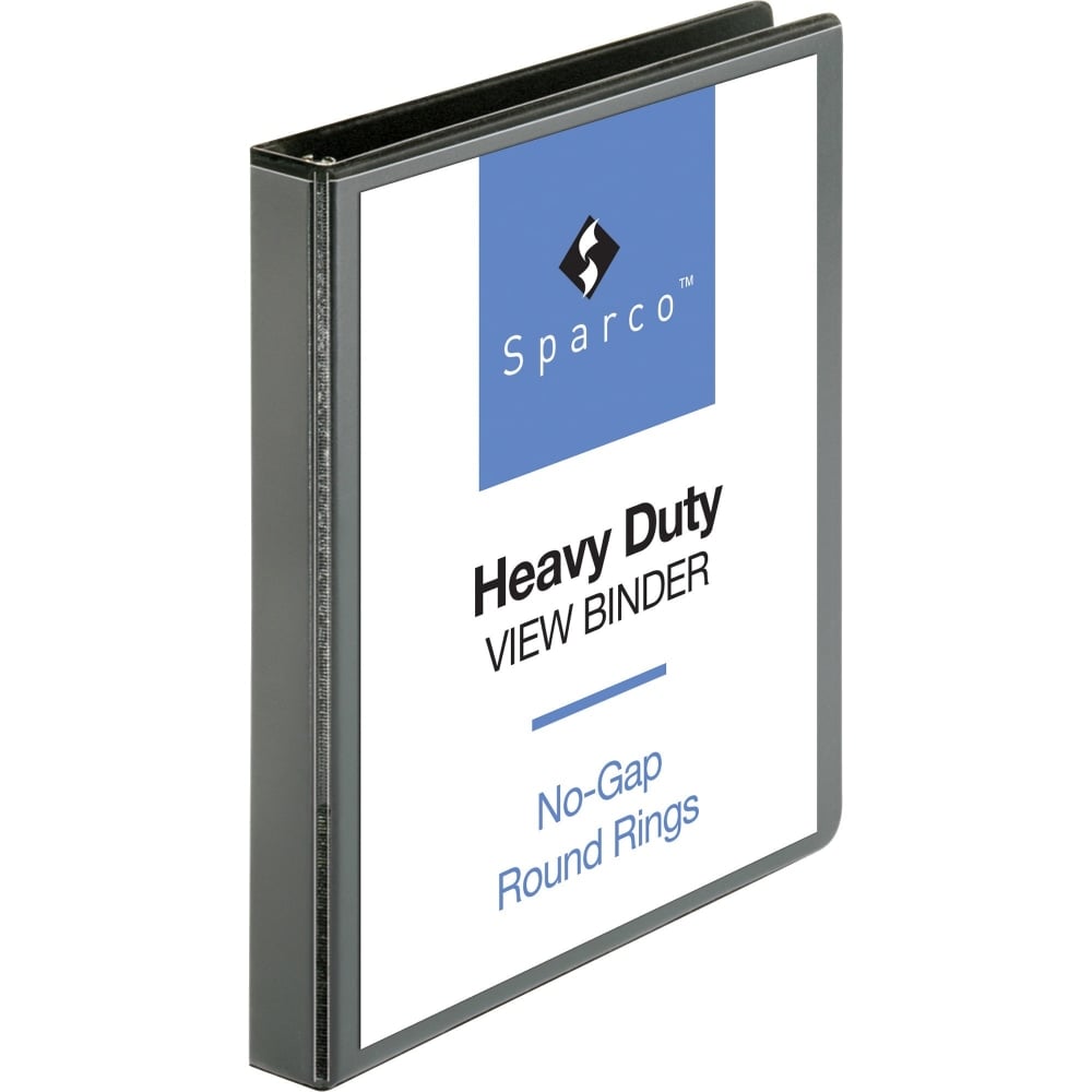 Sparco Premium View 3-Ring Binder, 1in Round Rings, 96% Recycled, Black MPN:19600