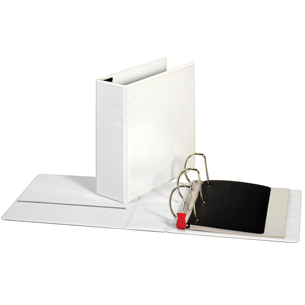 Sparco Locking View 3-Ring Binder, 4in D-Rings, 44% Recycled, White MPN:26963