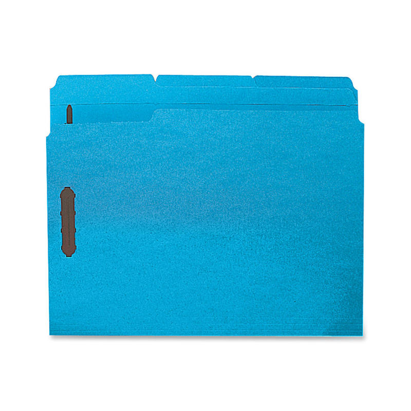 Sparco Color Fastener Folders With 2-Ply Tabs, Letter Size, Blue, Box Of 50 (Min Order Qty 2) MPN:17267