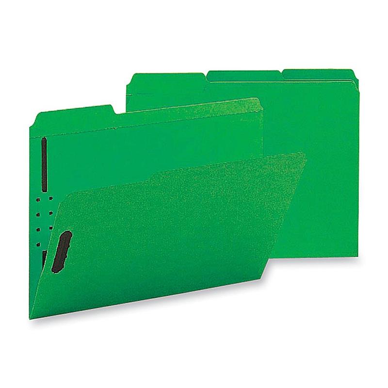 Sparco Color Fastener Folders With 2-Ply Tabs, Letter Size, Green, Box Of 50 (Min Order Qty 2) MPN:17268