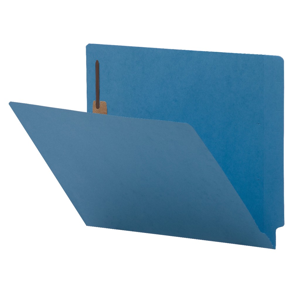Business Source Letter Recycled Fastener Folder - 8 1/2in x 11in - 2 Fastener(s) - End Tab Location - Blue - 10% Recycled - 50 / Box (Min Order Qty 2) MPN:17242